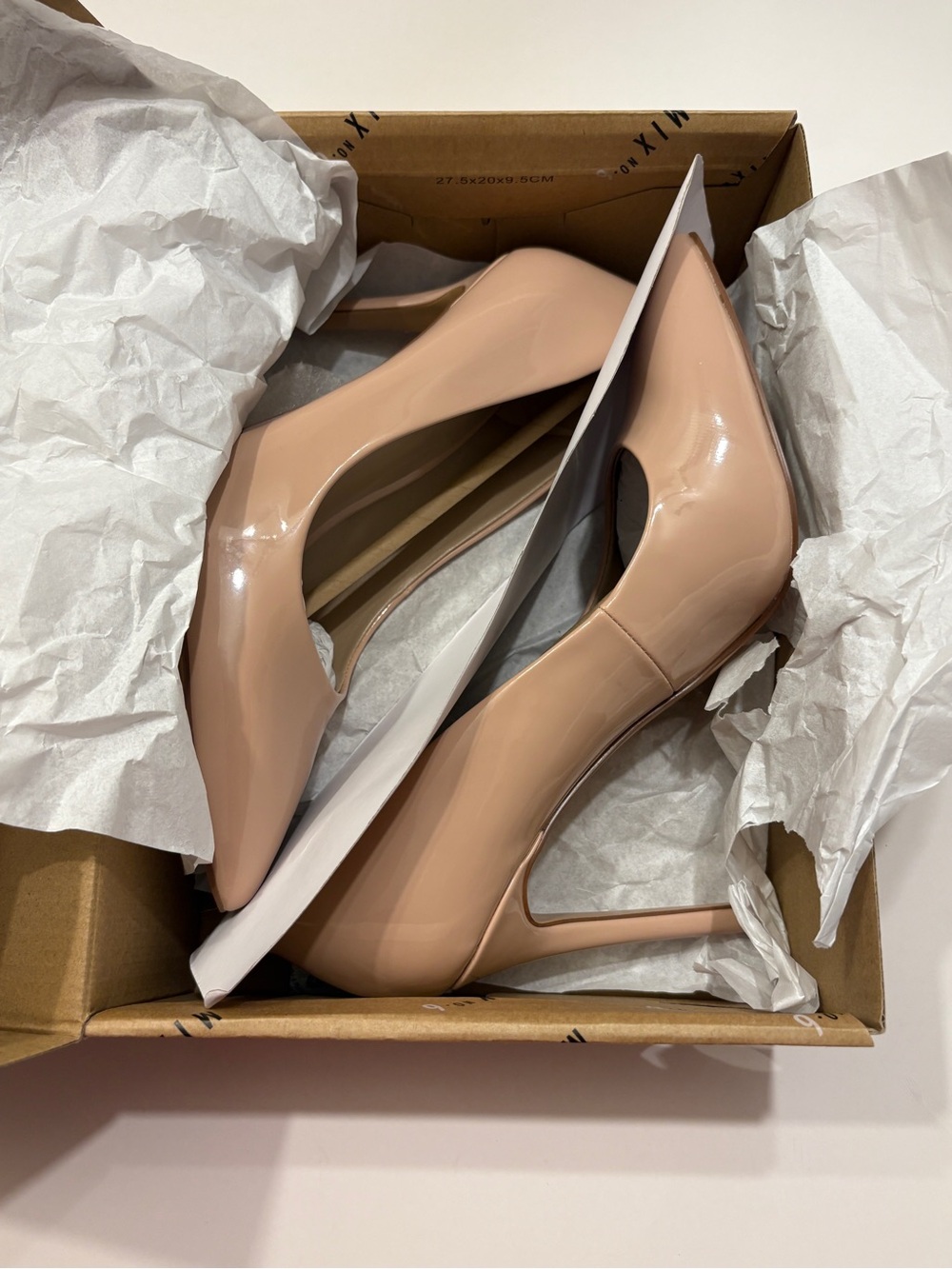 Mix No. 6 Danyah Patent PU Heels in Maple Sugar, size US 9. Brand new